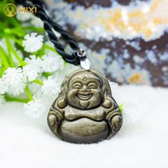 Mặt Dây Phật Di Lặc Obsidian Rainbow