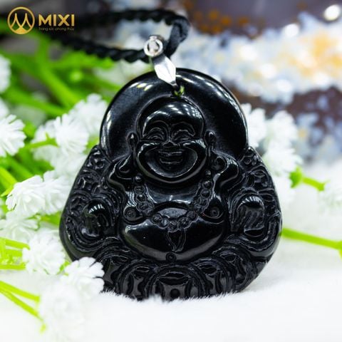 Mặt Dây Phật Di Lặc Núi Lửa Obsidian