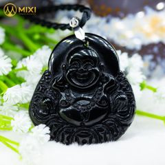 Mặt Dây Phật Di Lặc Núi Lửa Obsidian