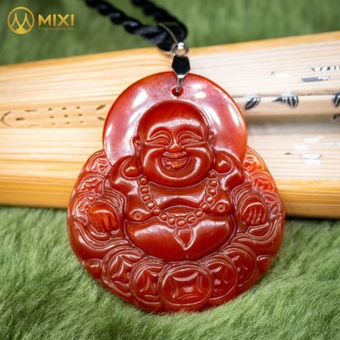 Mặt Dây Phật Di Lặc Mã Não Đỏ