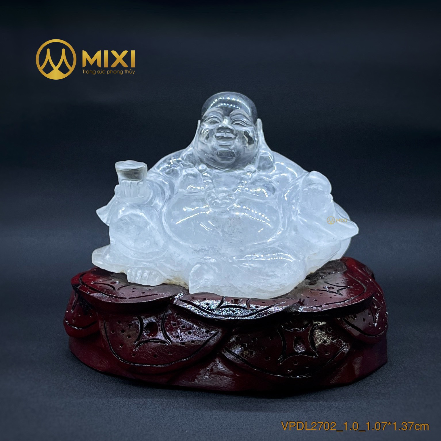 Phật Di Lặc Đá Thạch Anh Trắng Pha Lê