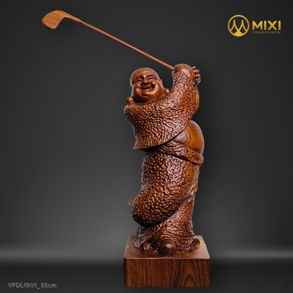 Phật Di Lặc Gỗ Hương Nam Phi Chơi Golf