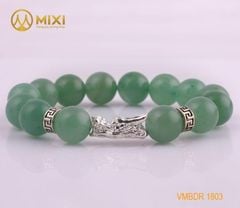 VT Đá Thạch Anh Xanh Aventurine 2A_12 Mix Charm Đầu Rồng Bạc 999_BDR01