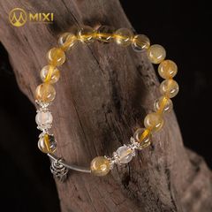 VT Đá Thạch Anh Tóc Vàng 1A_8 Mix Charm Chuông Gió Bạc 925_BCG02