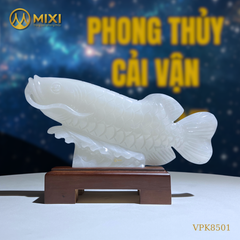 Tượng Cá Chép Rồng Vượt Vũ Môn Bạch Ngọc Onyx