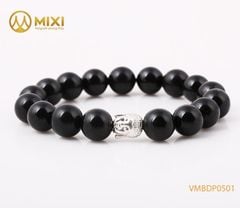 VT Núi Lửa Obsidian_10 mix Charm Đầu Phật Bạc 999_BDP01