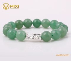 VT Thạch Anh Xanh Aventurine 2A_12 mix Charm Đầu Rồng Bạc 999_BDR03