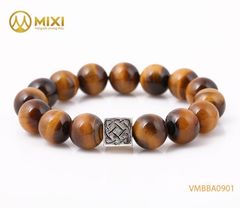 VT Mắt Hổ Nâu 2A_12 mix Charm Bình An Bạc 999_BBA01