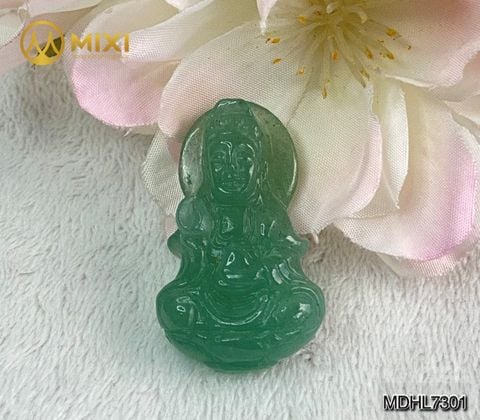 Mặt Dây Phật Quan Âm Thạch Anh Xanh 2A