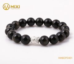 VT Obsidian Rainbow_10 mix Charm Đầu Phật Bạc 999_BDP01