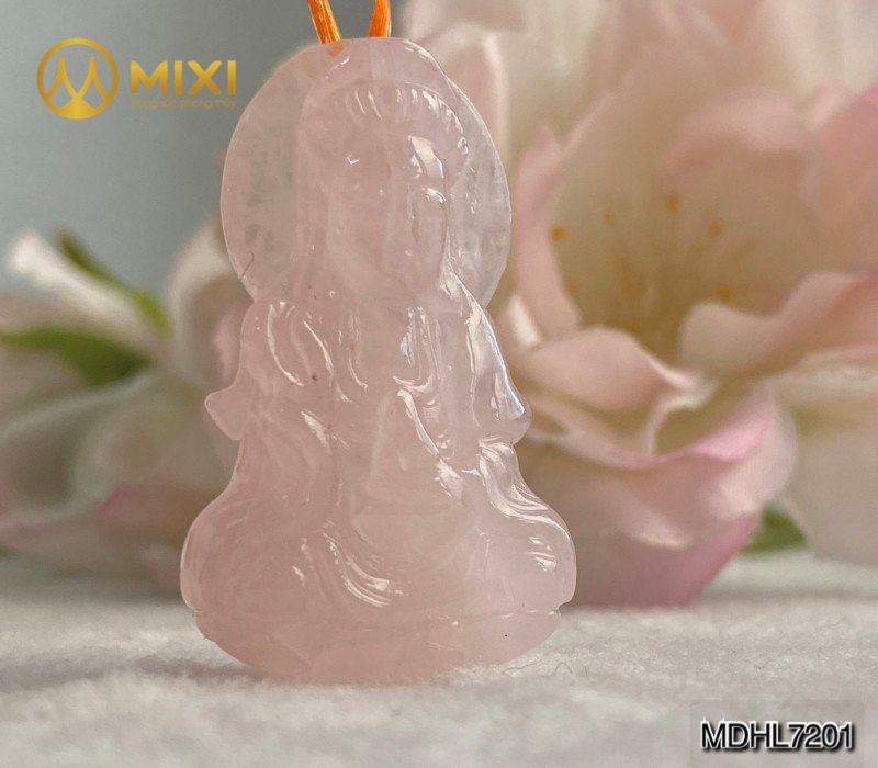 Mặt Dây Phật Quan Âm Thạch Anh Hồng 2A