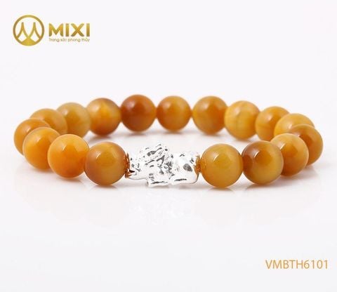 VT Mắt Hổ Vàng Tươi 3A_10 mix Charm Tỳ Hưu Bạc 999_18_BTH04
