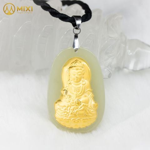 PBM Văn Thù Bồ Tát Ngọc Bích Nephrite Mạ Vàng