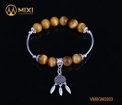 VT Đá Mắt Hổ Vàng Tươi 2A_10 Mix Charm Lưới Giấc Mơ (Dreamcatcher) Bạc 925_BLGM03
