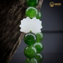 VT Ngọc Bích Nephrite 2A 8 Mix Hoa Sen Ngọc Bích Trắng NBHSBN01