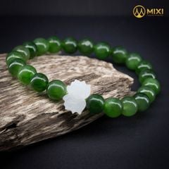 VT Ngọc Bích Nephrite 2A 8 Mix Hoa Sen Ngọc Bích Trắng NBHSBN01