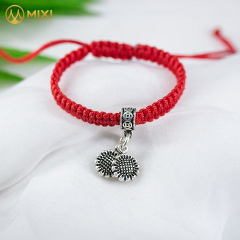 Vòng Tay Chỉ Đỏ Mix Charm Bạc Thái Hoa Hướng Dương Đôi
