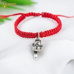 Vòng Tay Chỉ Đỏ Mix Charm Bạc Thái Mèo Neko