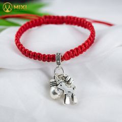Vòng Tay Chỉ Đỏ Mix Charm Bạc Thái Tam Hoa Tiền Ngựa
