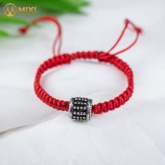 Vòng Tay Chỉ Đỏ Mix Charm Bạc Thái Trục Trơn