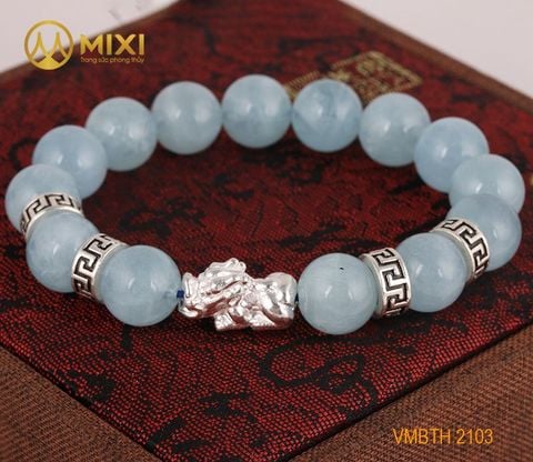 VT Đá Aquamarine 1A_12 Mix Charm Tỳ Hưu Bạc 999_18_BTH01