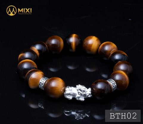 VT Đá Mắt Hổ Nâu 2A_14 Mix Charm Tỳ Hưu Bạc 999_18_BTH02