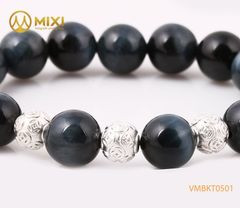 VT Mắt Hổ Xanh Đen 2A_12 mix Charm Bi Kim Tiền Bạc 925_8_BBKT01