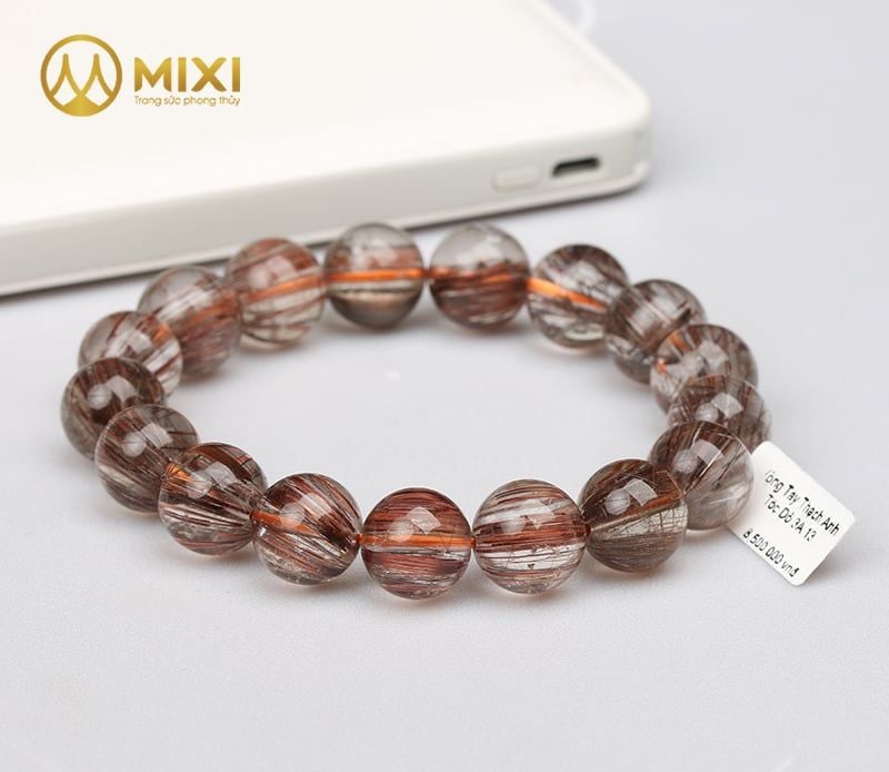 Vòng Tay Thạch Anh Tóc Nâu Đỏ 5A