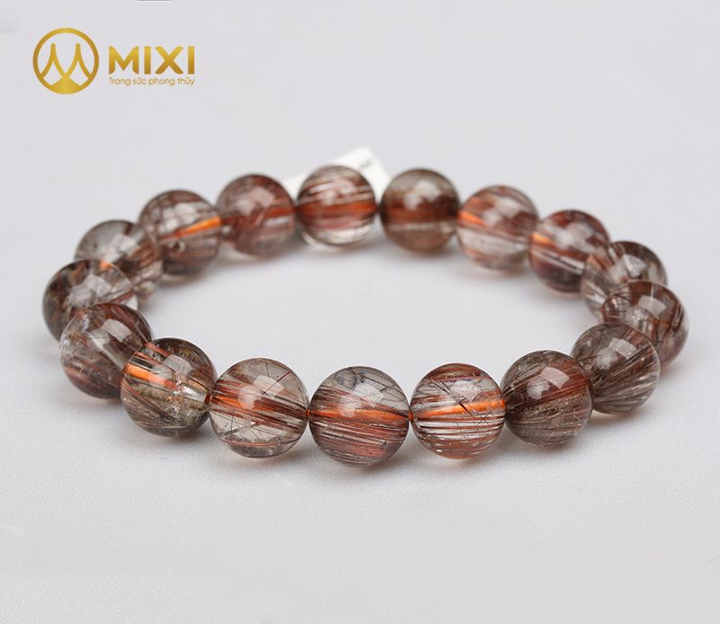 Vòng Tay Thạch Anh Tóc Nâu Đỏ 5A
