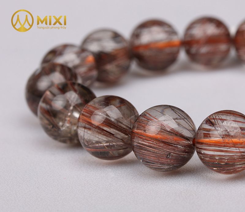 Vòng Tay Thạch Anh Tóc Nâu Đỏ 5A