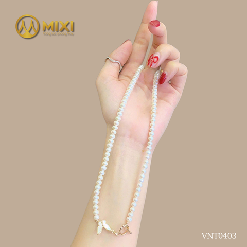 Vòng Cổ Ngọc Trai Trắng Khóa Bướm 4A