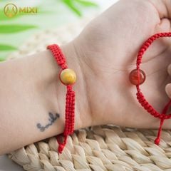 Vòng Tay Chỉ Đỏ Mix Hạt Đá Mắt Hổ Vàng Tươi 2A