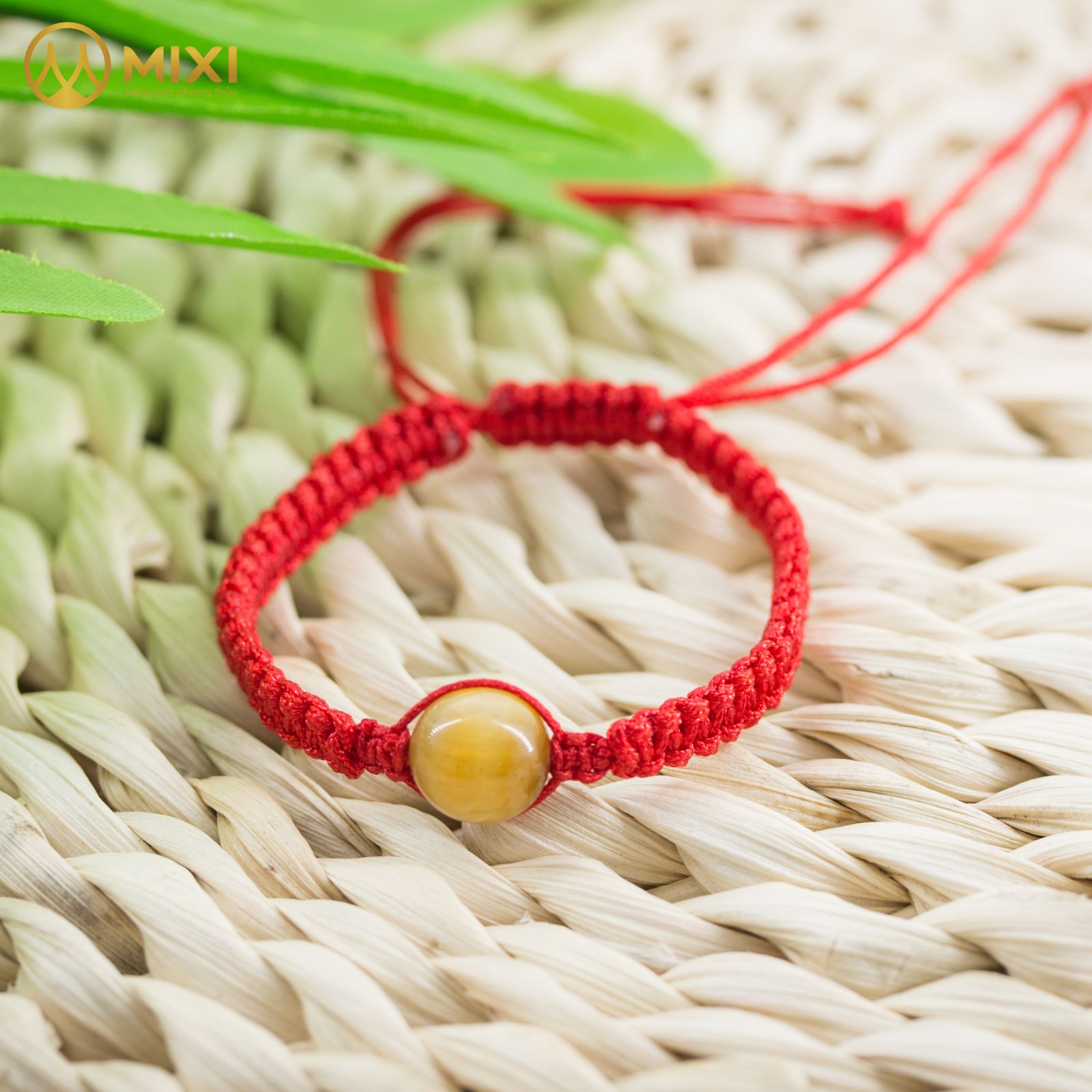 Vòng Tay Chỉ Đỏ Mix Hạt Đá Mắt Hổ Vàng Tươi 2A