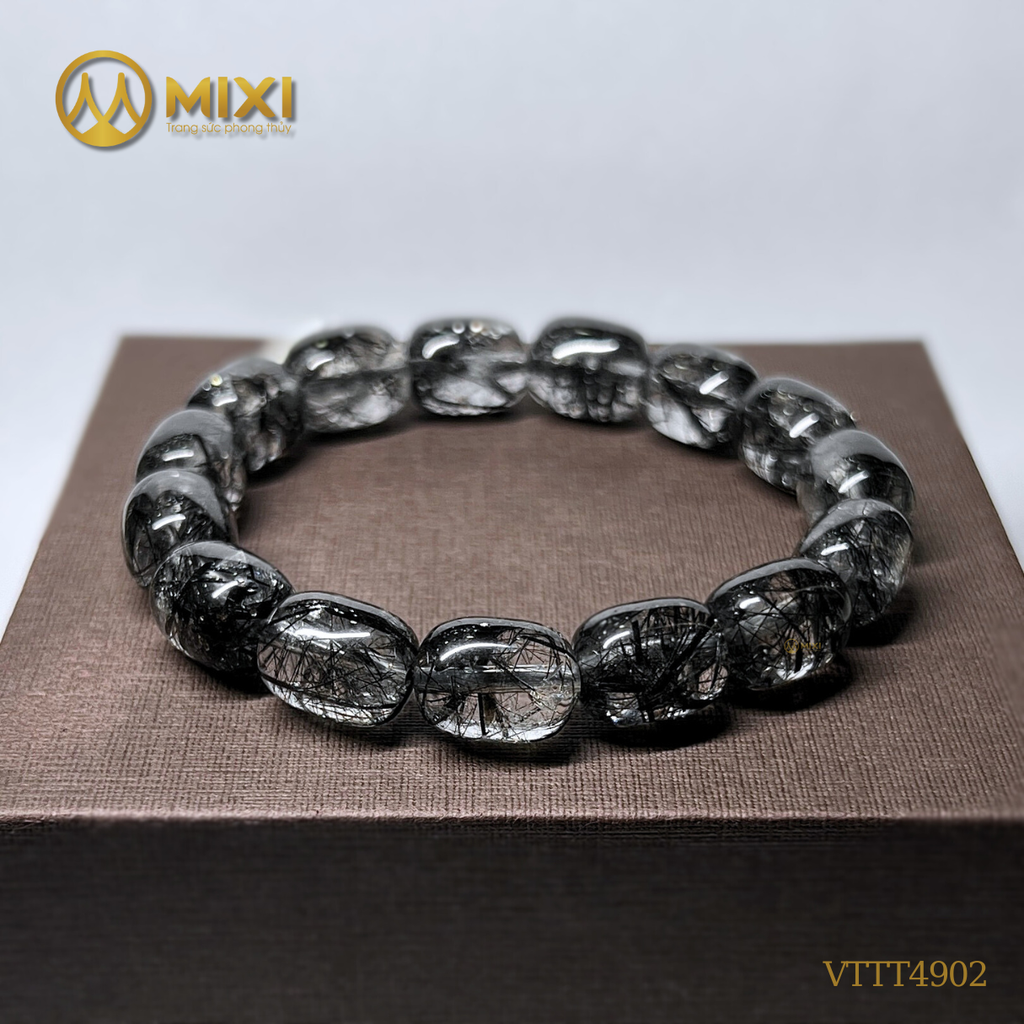 Vòng Tay Đốt Trúc Thạch Anh Tóc Đen 5A