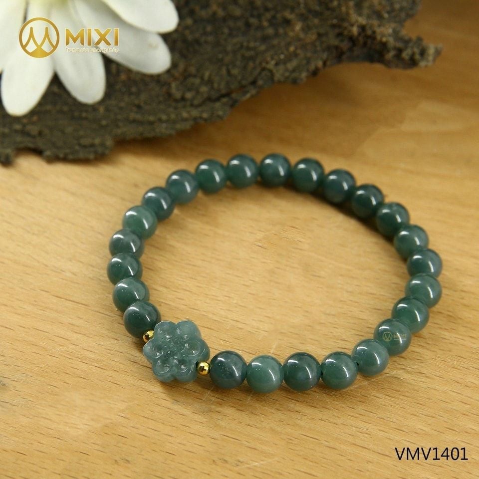 Vòng Tay Ngọc Lam Hoa Mai_6_ Mix Bi Vàng 10k