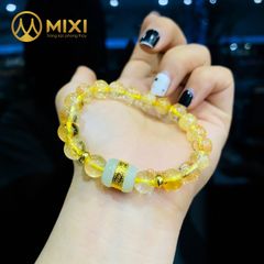 Vòng Tay Thạch Anh Vàng 2A_8 Mix Lu Thống Nephrite Mạ Vàng