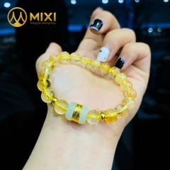 Vòng Tay Thạch Anh Vàng 2A_8 Mix Lu Thống Nephrite Mạ Vàng