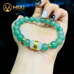Vòng Tay Thạch Anh Xanh 2A_8 Mix Lu thống Nephrite Mạ Vàng