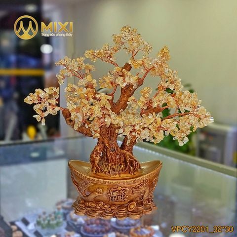 Cây Tài Lộc Thạch Anh Vàng Thỏi Vàng