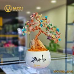 Cây Tài Lộc Hũ Tròn Chữ Phát Lộc Thạch Anh Đa Sắc