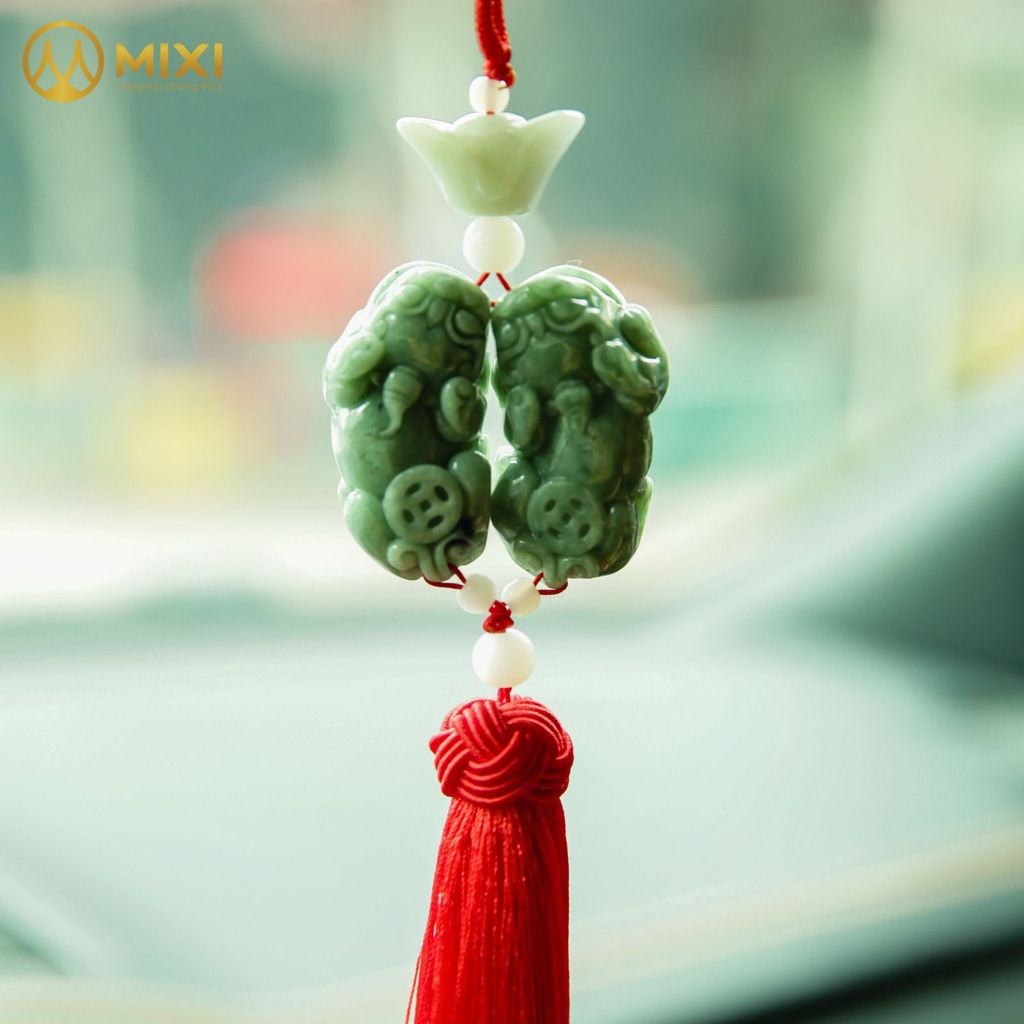Dây Treo Ô Tô Cặp Tỳ Hưu Ngọc Jade