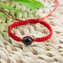 Vòng Tay Chỉ Đỏ Mix Hạt Đá Núi Lửa Obsidian