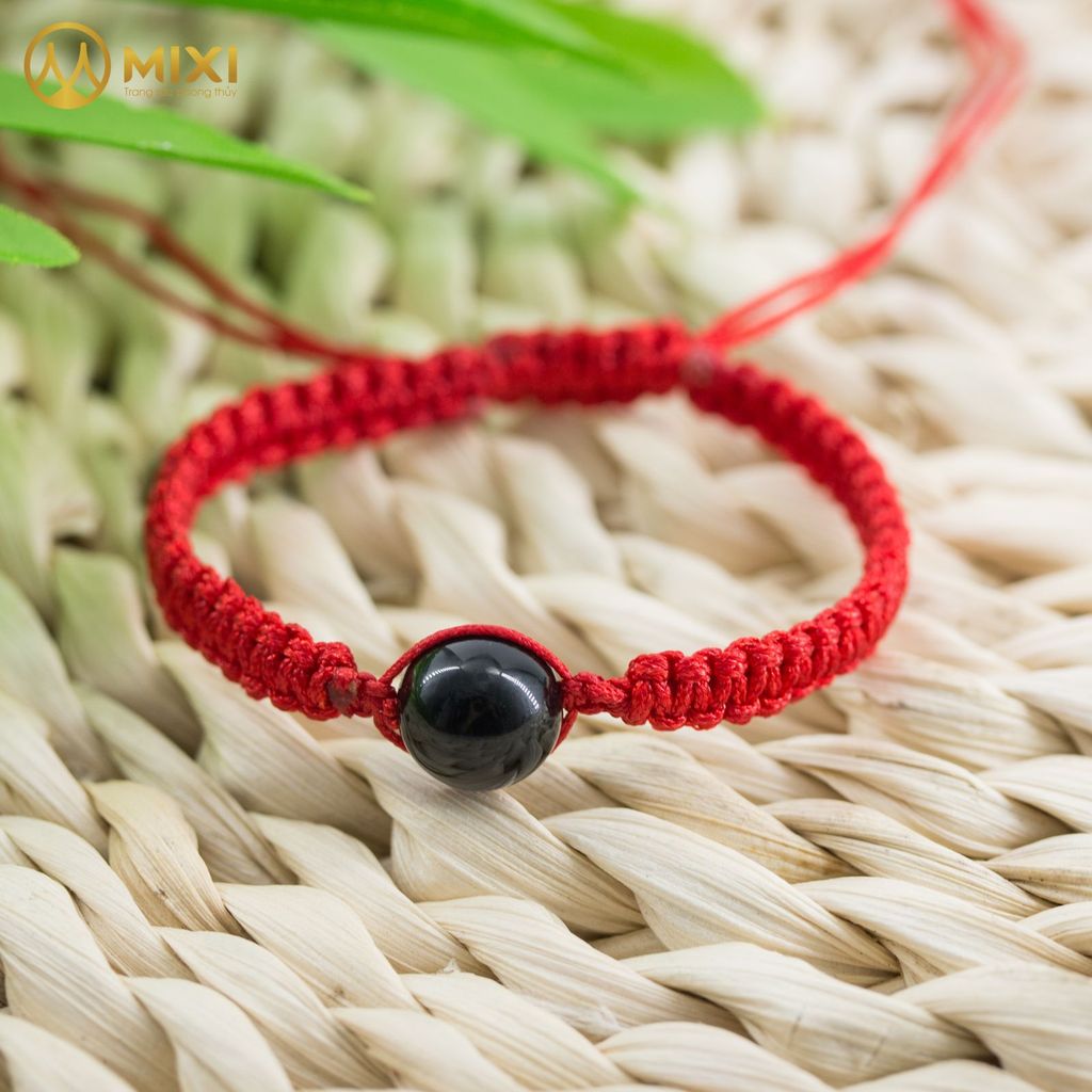 Vòng Tay Chỉ Đỏ Mix Hạt Đá Núi Lửa Obsidian