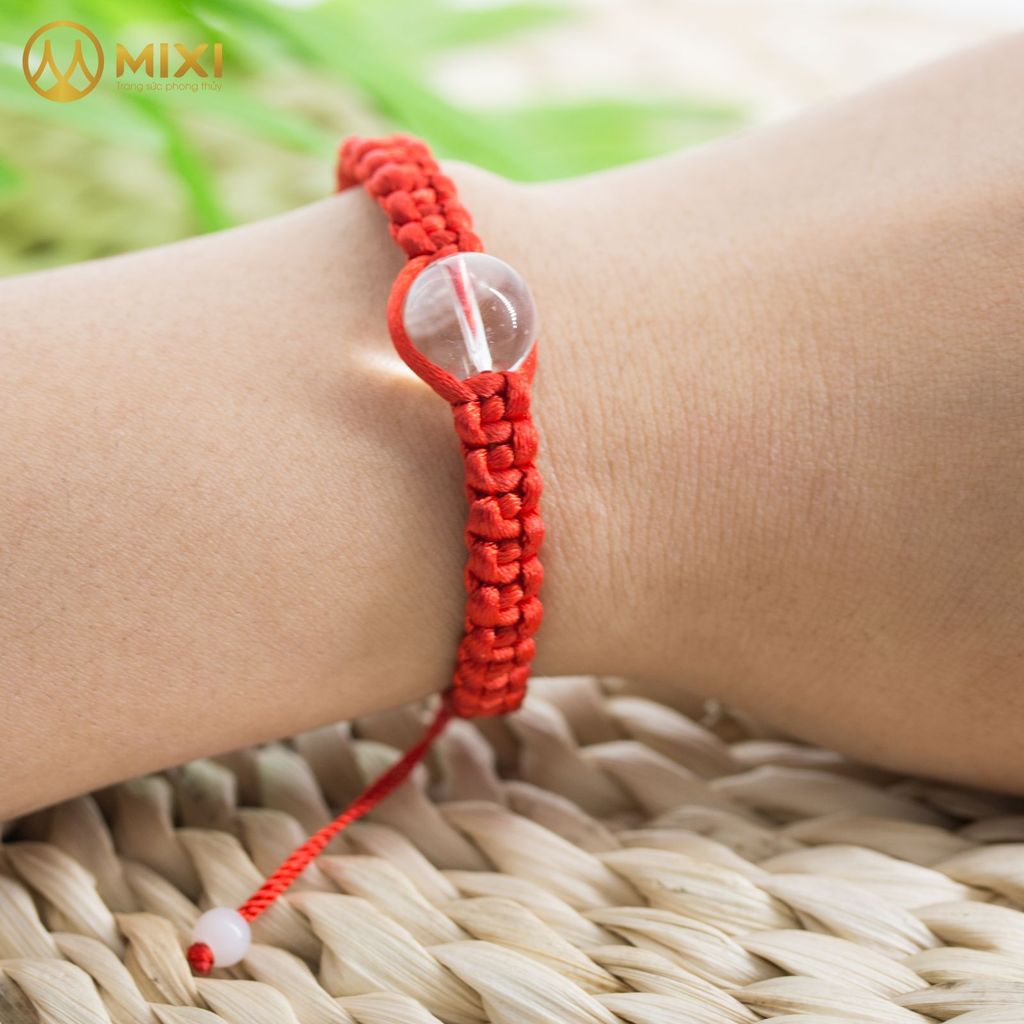 Vòng Tay Chỉ Đỏ Mix Hạt Đá Thạch Anh Trắng 1A