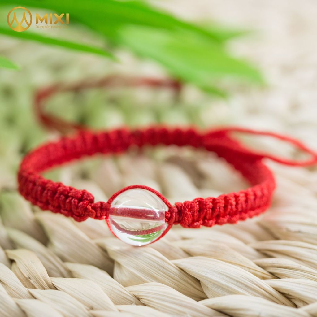 Vòng Tay Chỉ Đỏ Mix Hạt Đá Thạch Anh Trắng 1A