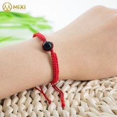 Vòng Tay Sợi Chỉ Đỏ Kết Hạt Đá Núi Lửa Obsidian