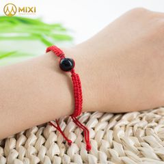 Vòng Tay Chỉ Đỏ Mix Hạt Đá Núi Lửa Obsidian