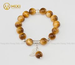 VT Đá Mắt Hổ Vàng Tươi 2A_10 Mix Charm Lá Treo Bạc 999_BLT01