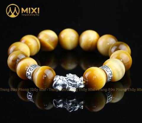 VT Đá Mắt Hổ Vàng Tươi 2A_14 Mix Charm Tỳ Hưu Bạc 999_18_BTH02