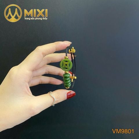 VT Dây Cáp Đen Đồng Xu Ngọc Bích Nephrite Mix Ngũ Điếu